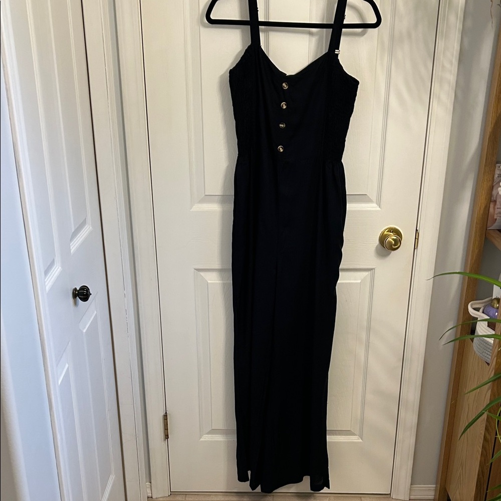 Twik Black Button-Front jumpsuit